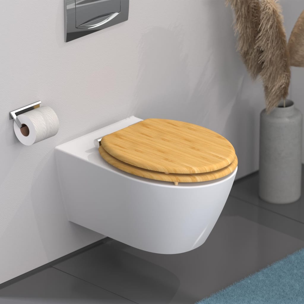 SCHÜTTE Capac de toaletă cu închidere silențioasă NATURAL BAMBOO