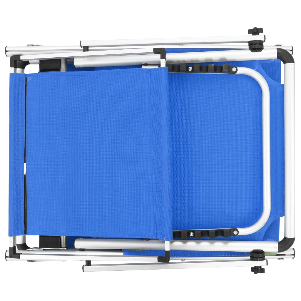 vidaXL Șezlonguri pliabile acoperiș 2 buc. albastru aluminiu&textilenă