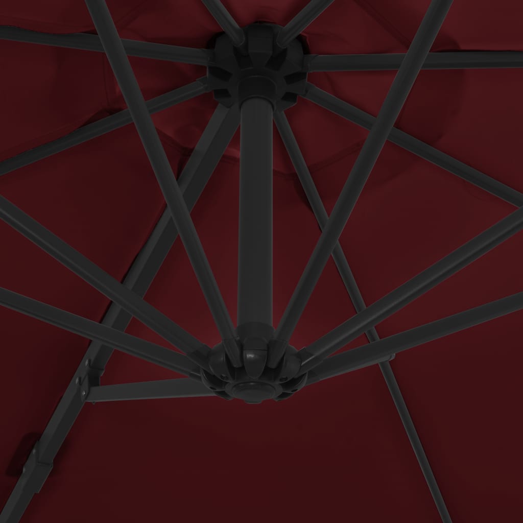 vidaXL Umbrelă în consolă cu stâlp din oțel, roșu bordo, 300 cm