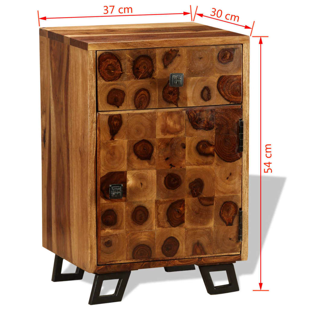 vidaXL Noptieră, lemn masiv de sheesham, 37x30x54 cm