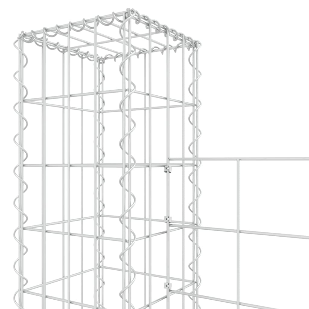 vidaXL Coș gabion în formă de U cu 4 stâlpi, 380x20x200 cm, fier