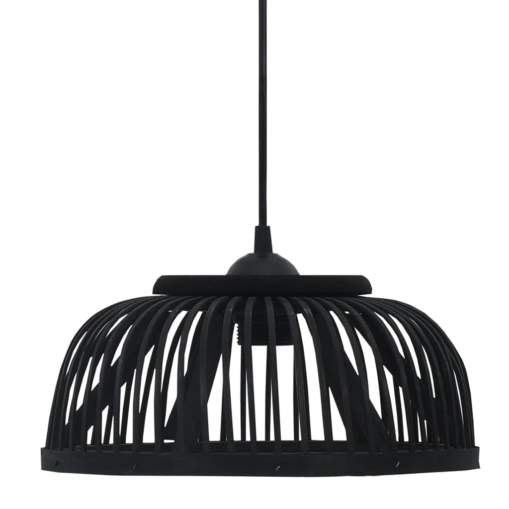 vidaXL Lampă suspendată, negru, 34x14,5cm, bambus, 40 W, semicerc, E27