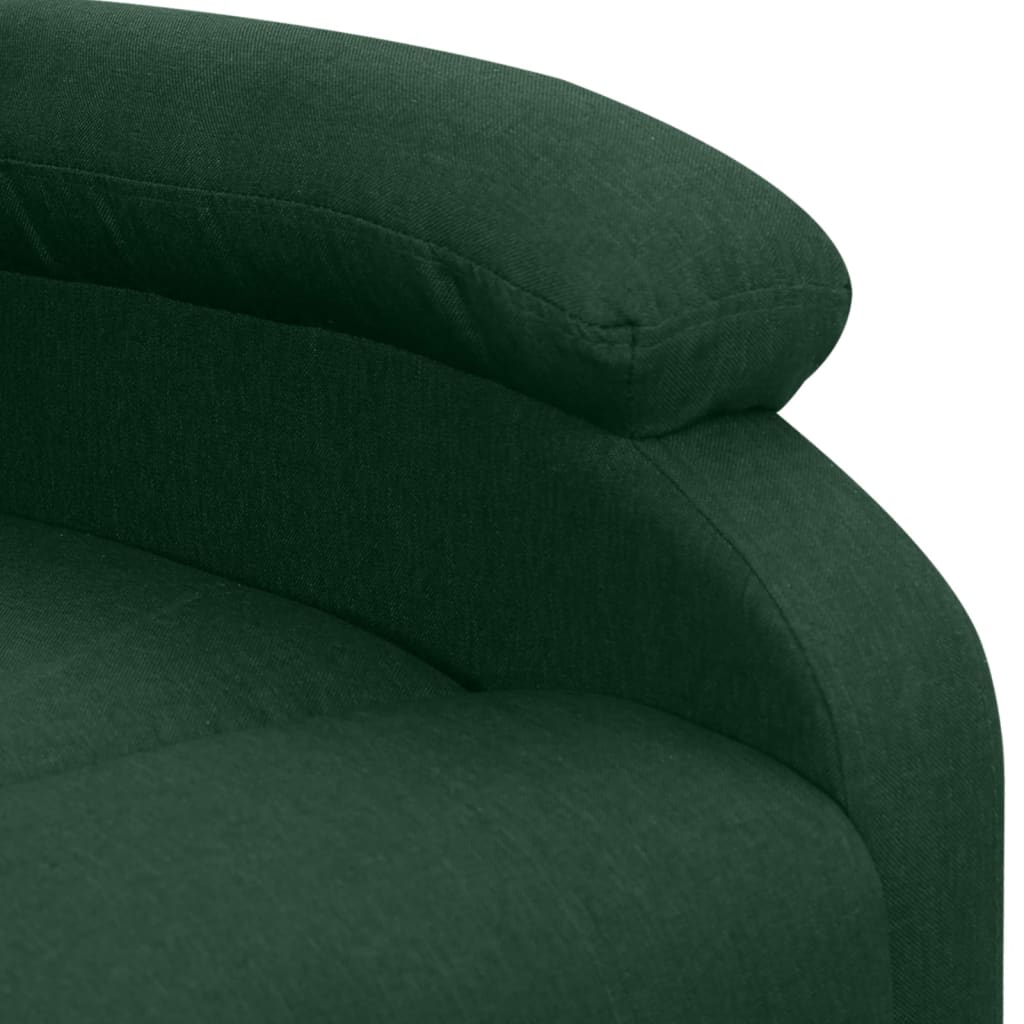 vidaXL Fotoliu de masaj cu ridicare, verde închis, material textil