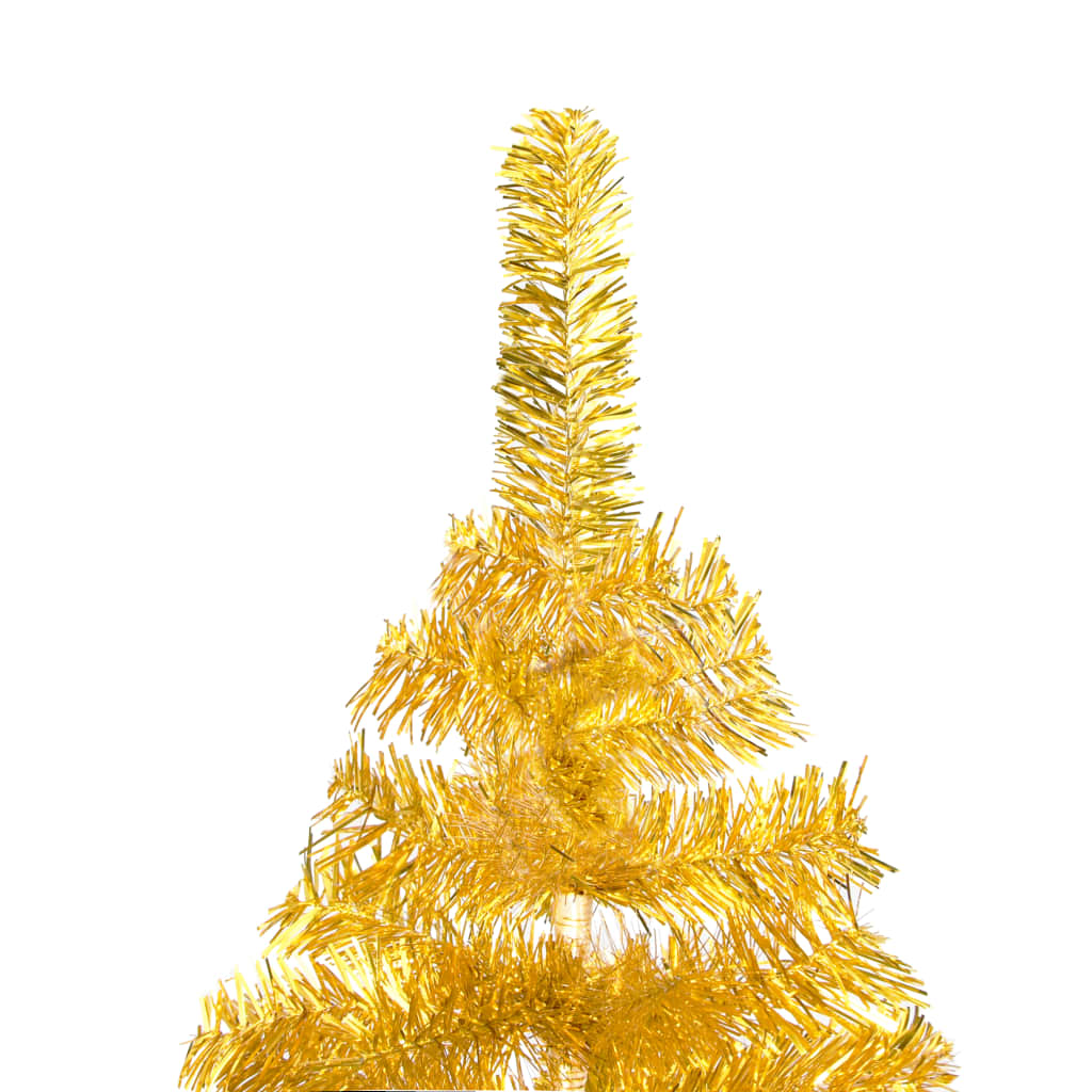vidaXL Brad Crăciun artificial pre-iluminat/suport, auriu, 180 cm, PET