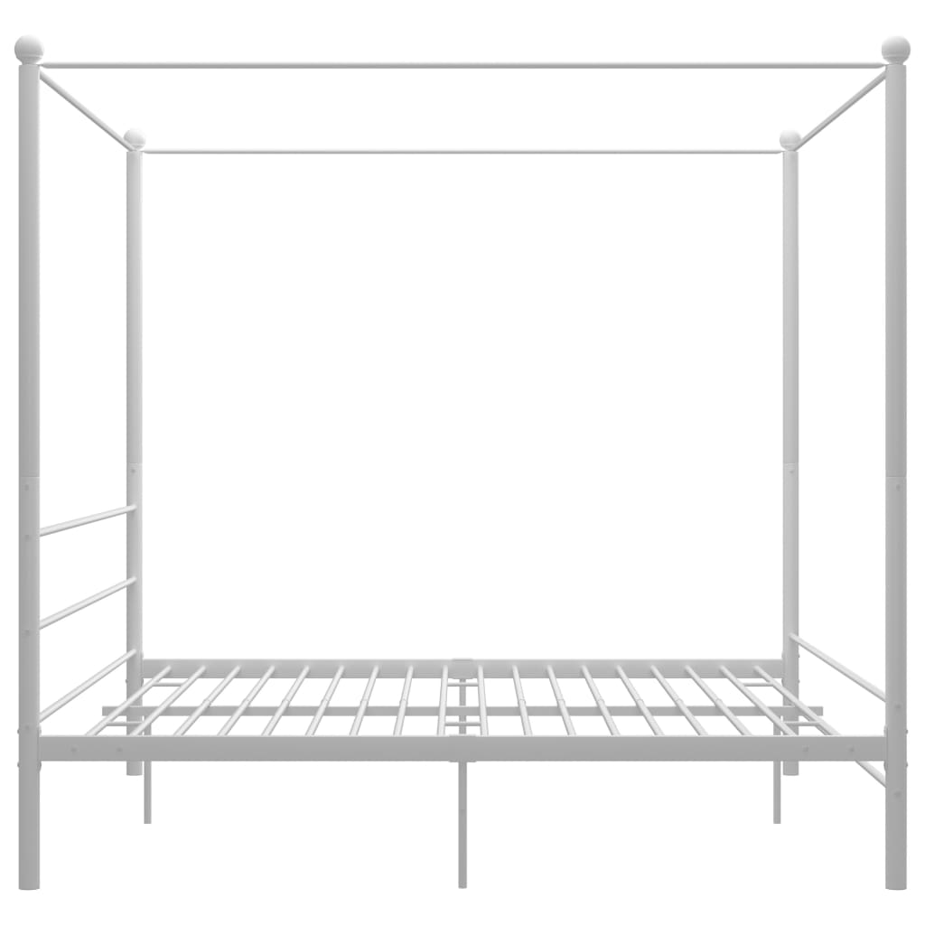 vidaXL Cadru de pat cu baldachin, alb, 180x200 cm, metal