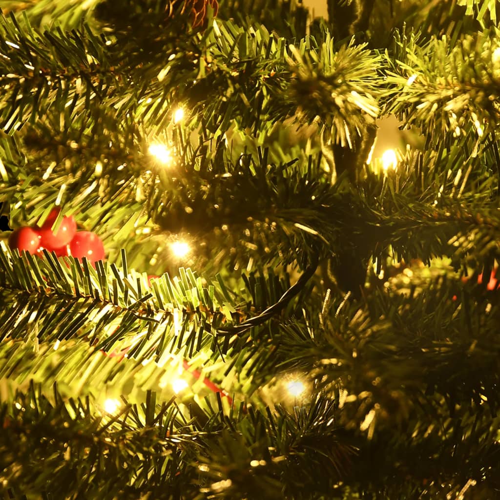 vidaXL Brazi de Crăciun artificiali, 2 buc., coroană, ghirlandă și LED