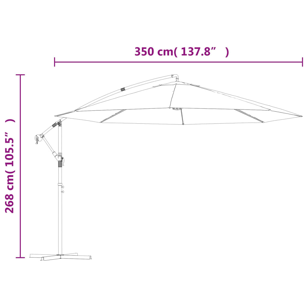 vidaXL Umbrelă de soare suspendată 3,5 m, Verde