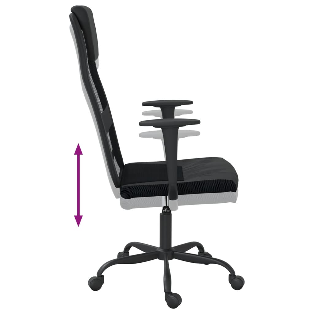 vidaXL Scaun birou reglabil în înălțime negru piele artificială/plasă