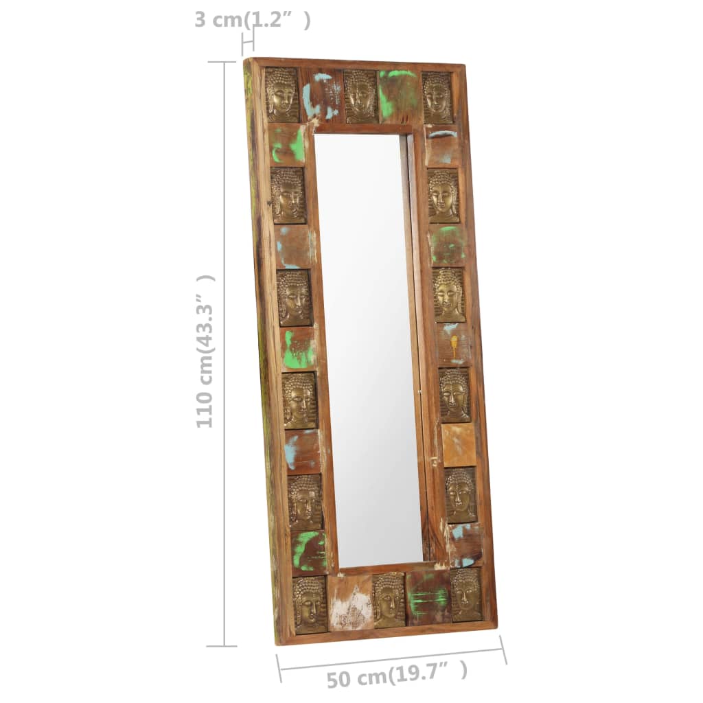 vidaXL Oglindă cu placare Buddha, 50x110 cm, lemn masiv reciclat