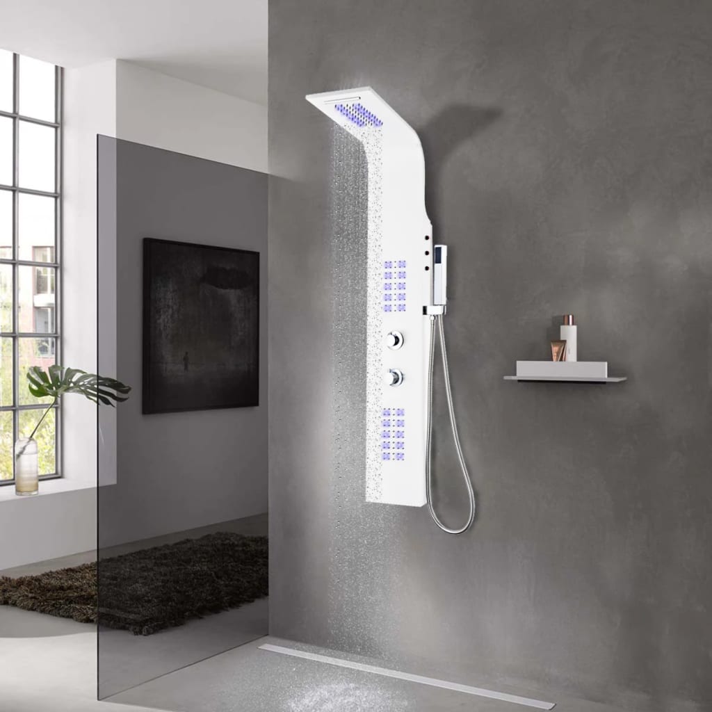 vidaXL Unitate panou de duș, aluminiu, 20 x 44 x 130 cm, alb