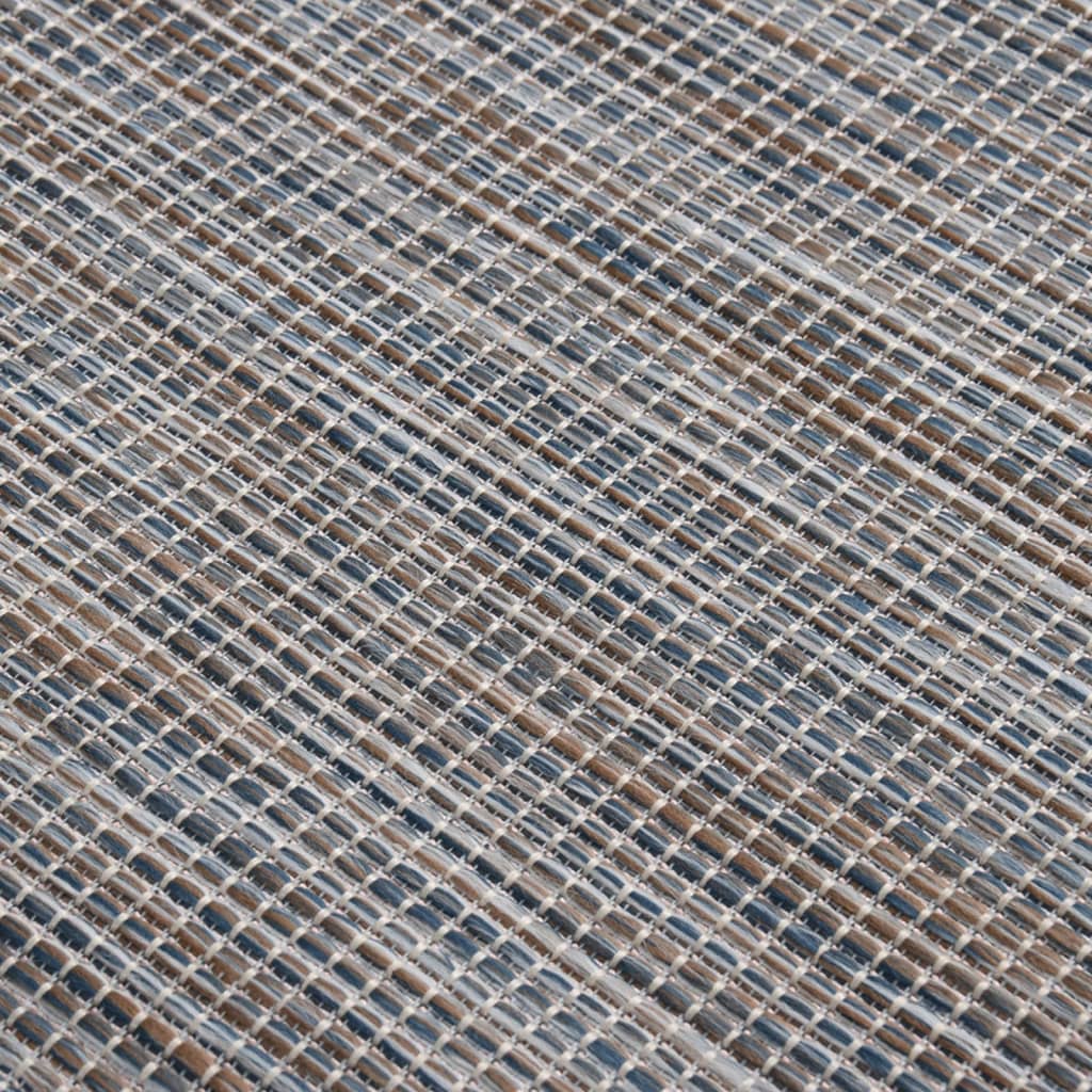 vidaXL Covor de exterior, maro şi albastru, 140x200 cm, țesătură plată