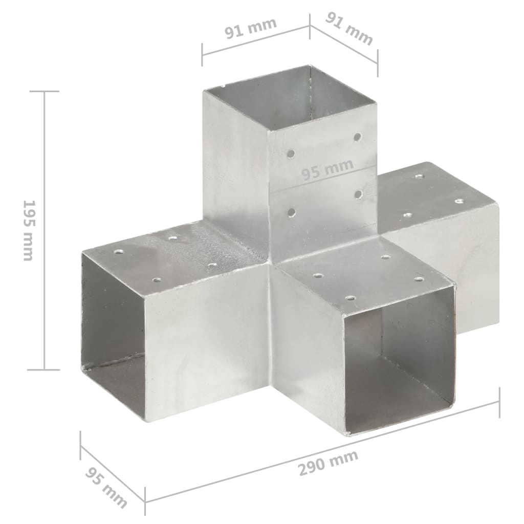 vidaXL Conectori de grindă, formă X, 4 buc, 91x91 mm, metal galvanizat