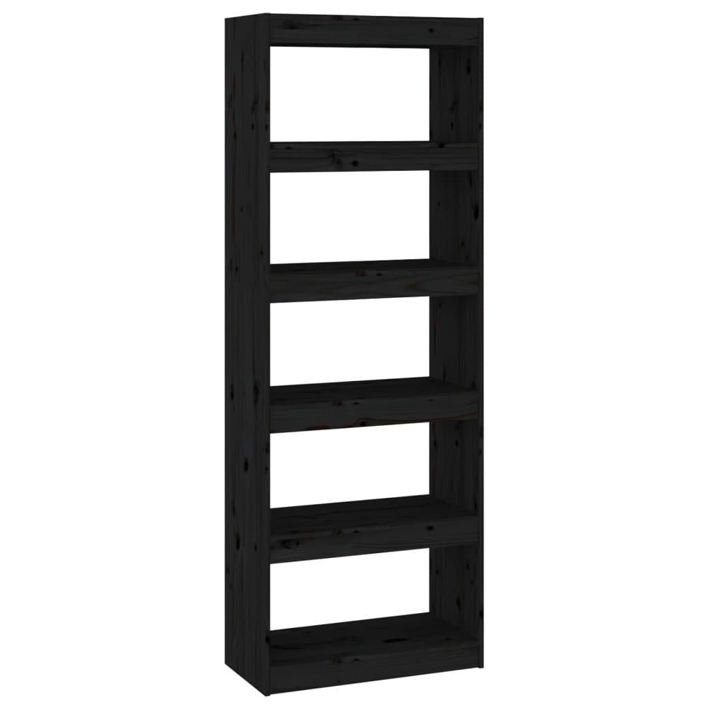 vidaXL Bibliotecă/Separator cameră negru 60x30x167,5 cm lemn masiv pin