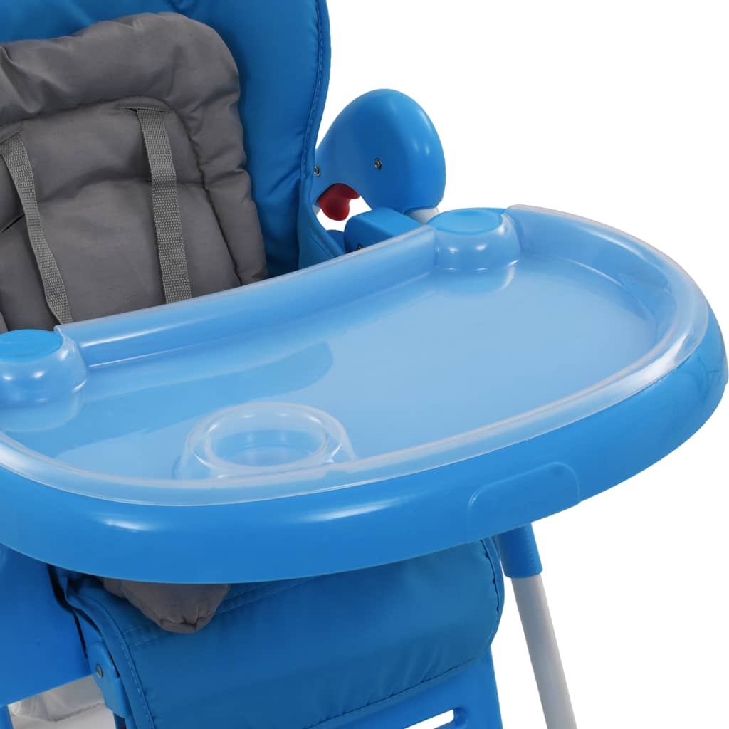 vidaXL Scaun de masă înalt pentru copii, albastru și gri
