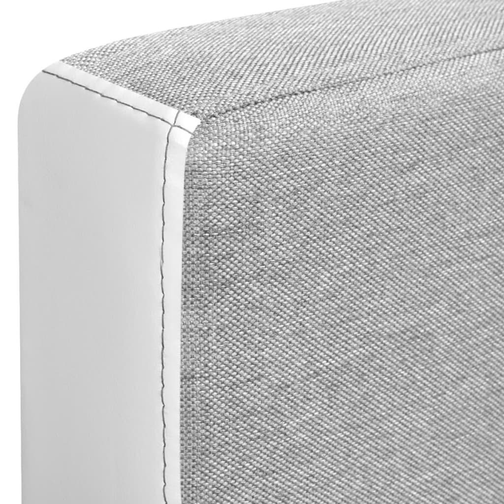 vidaXL Colțar canapea din material textil, 218 x 155 x 69 cm, alb/gri