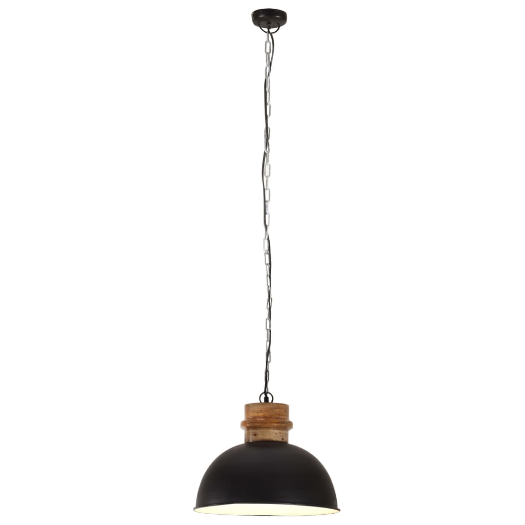 vidaXL Lampă suspendată industrială, 25 W, negru, 42 cm, mango, E27