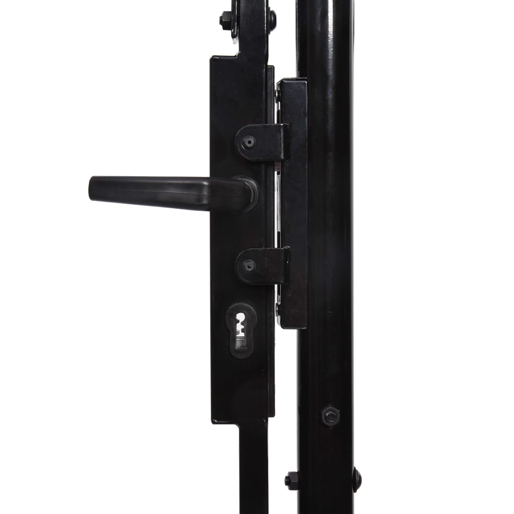 vidaXL Poartă de gard cu ușă dublă, vârf ascuțit, negru 3x1,75 m oțel