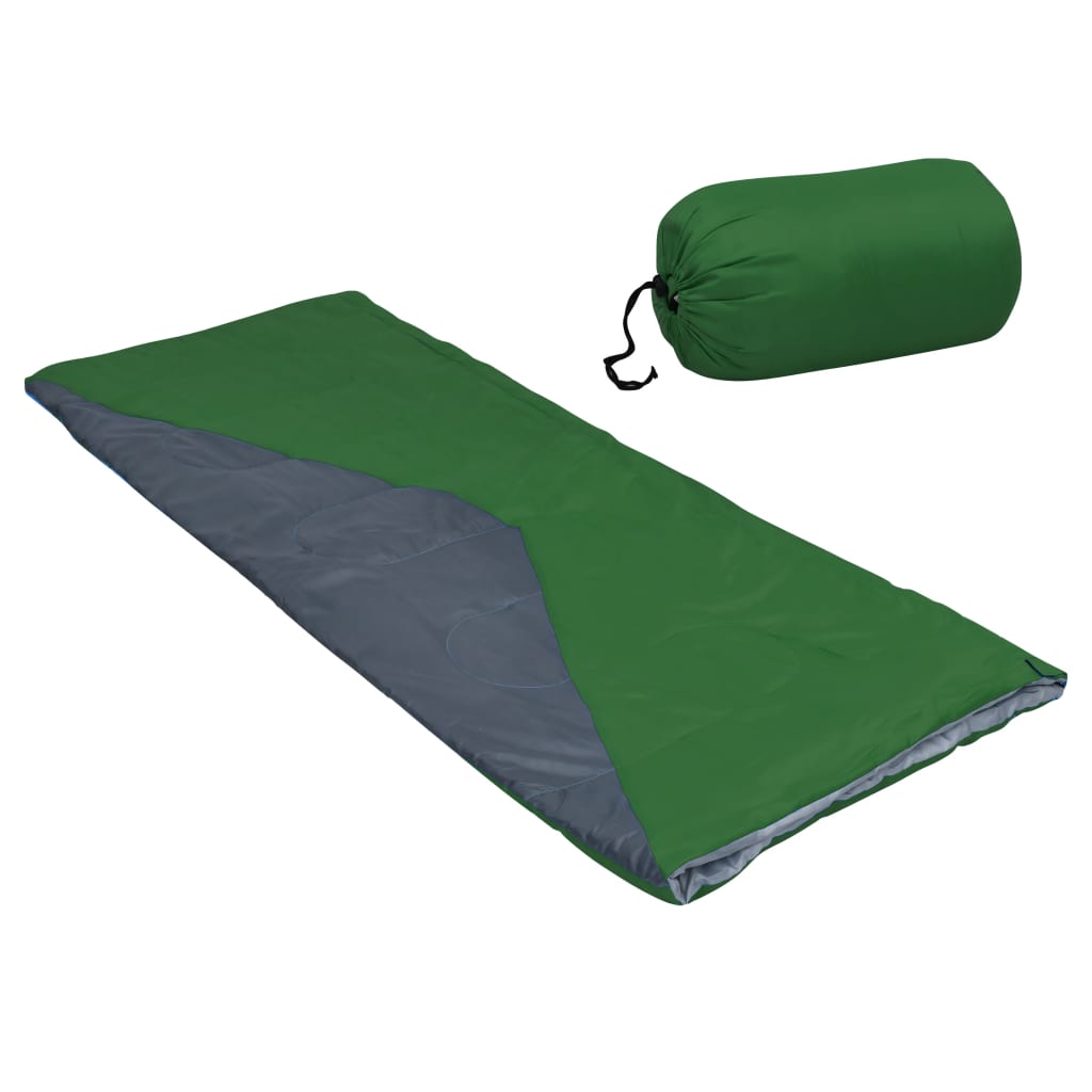 vidaXL Sac de dormit tip plic ușor, verde, 1100 g, 10°C