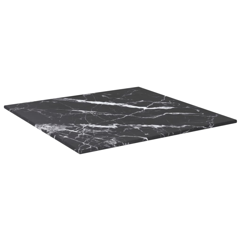 vidaXL Blat masă negru 40x40 cm 6 mm sticlă securizată design marmură