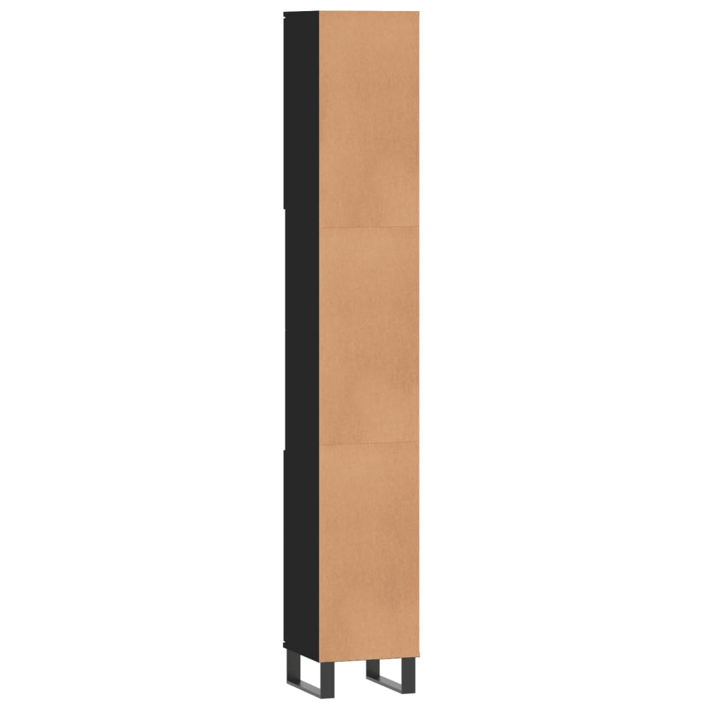 vidaXL Dulap de baie, negru, 30x30x190 cm, lemn prelucrat