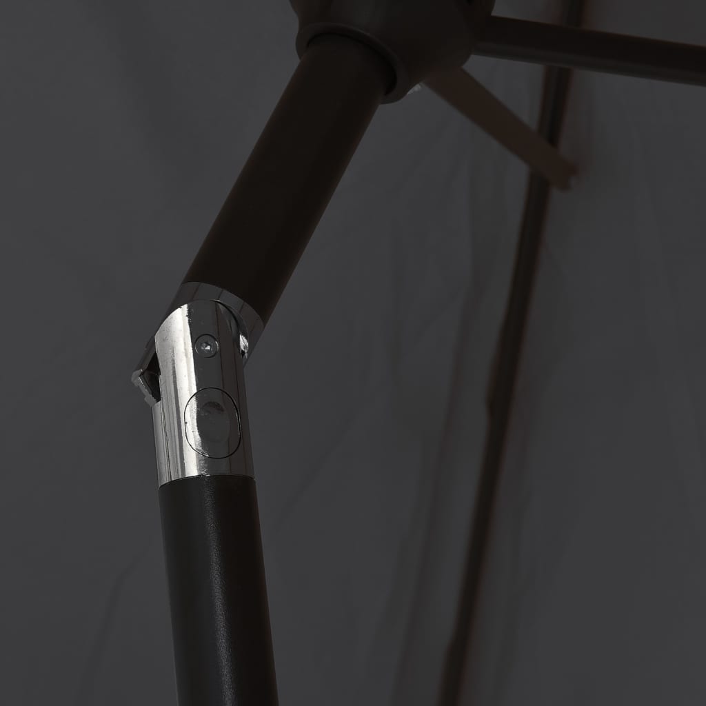 vidaXL Umbrelă de soare exterior, LED-uri și stâlp oțel, negru, 300 cm
