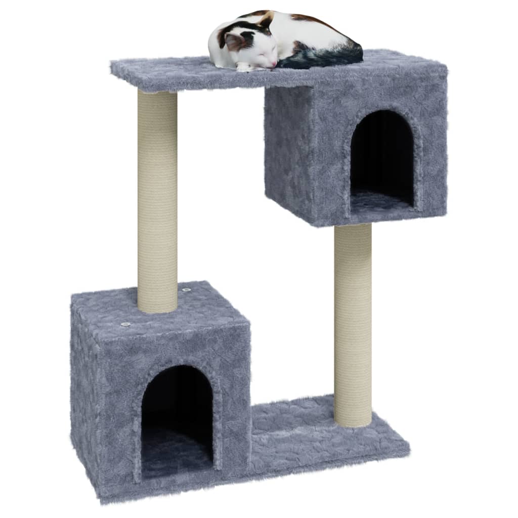 vidaXL Ansamblu pisici, stâlpi din funie sisal, gri deschis, 60 cm