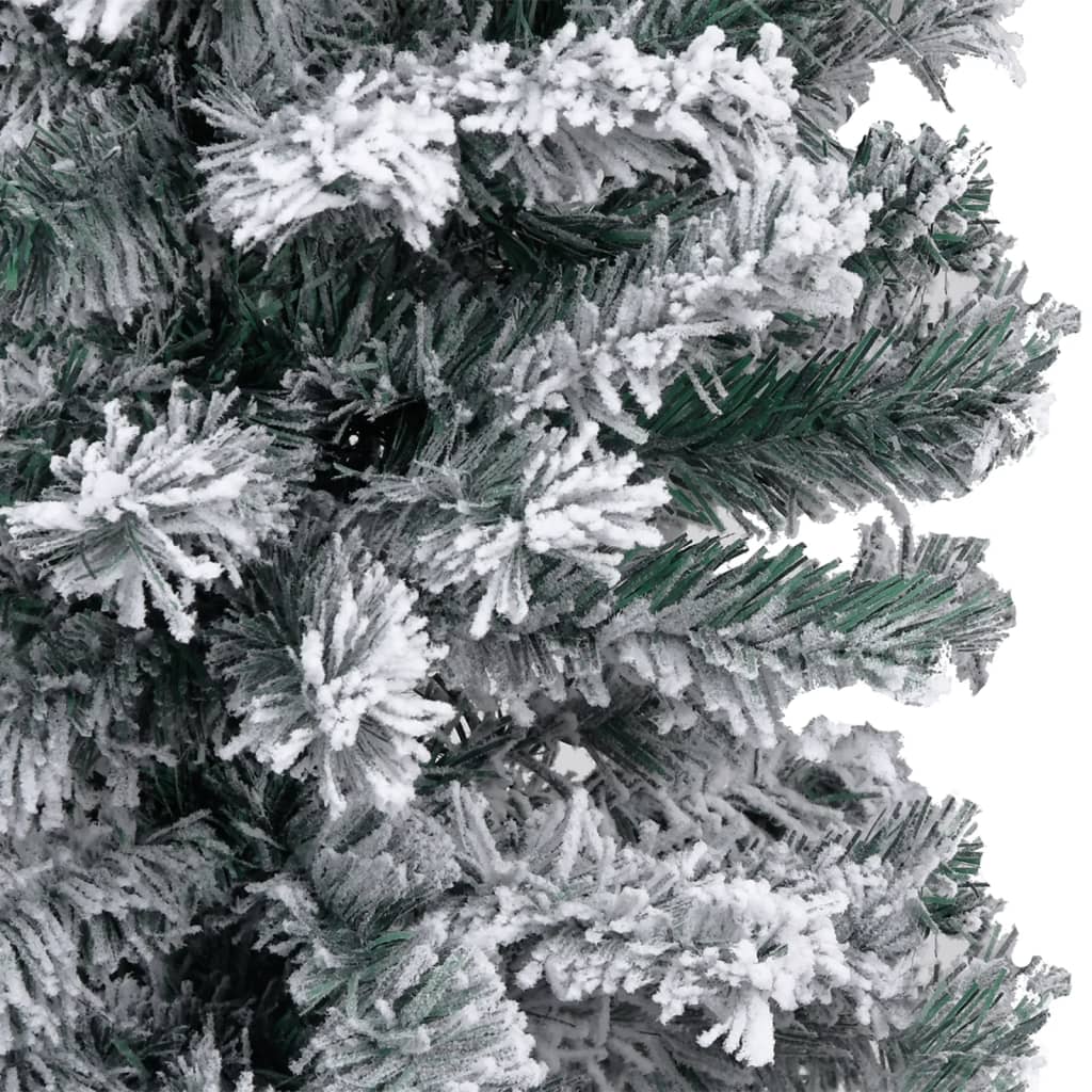 vidaXL Brad de Crăciun pre-iluminat slim, zăpadă, verde, 120 cm, PVC