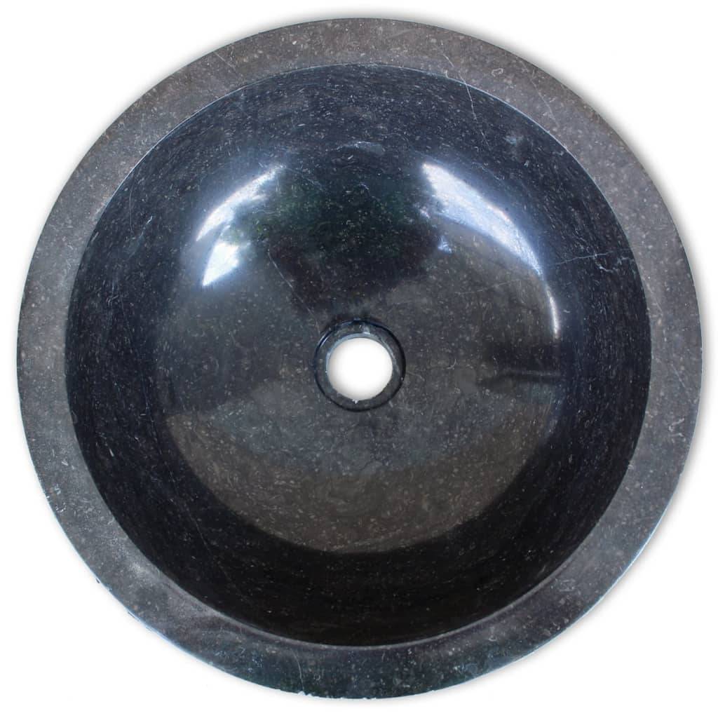 vidaXL Chiuvetă, negru, 40 cm, marmură