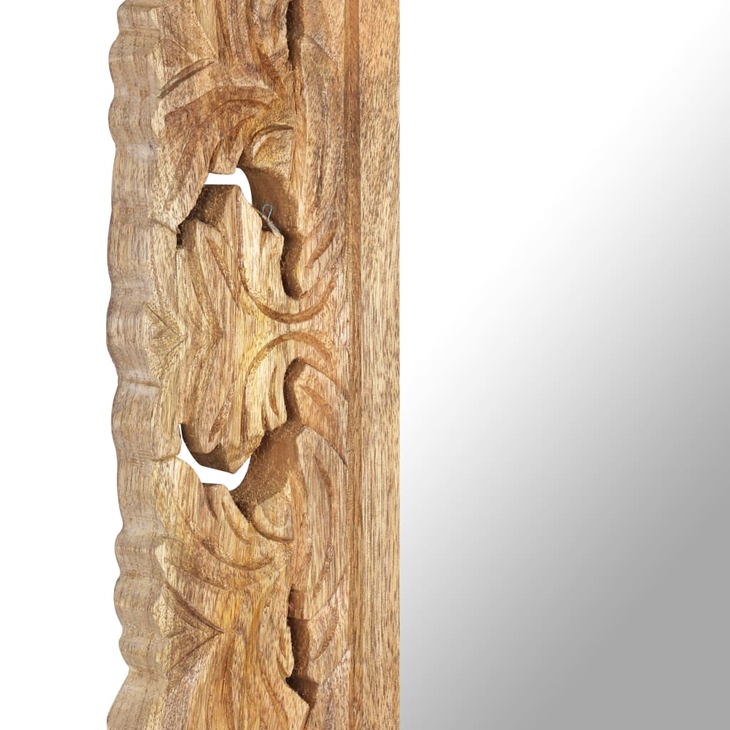 vidaXL Oglindă sculptată manual, maro, 110 x 50 cm, lemn masiv mango
