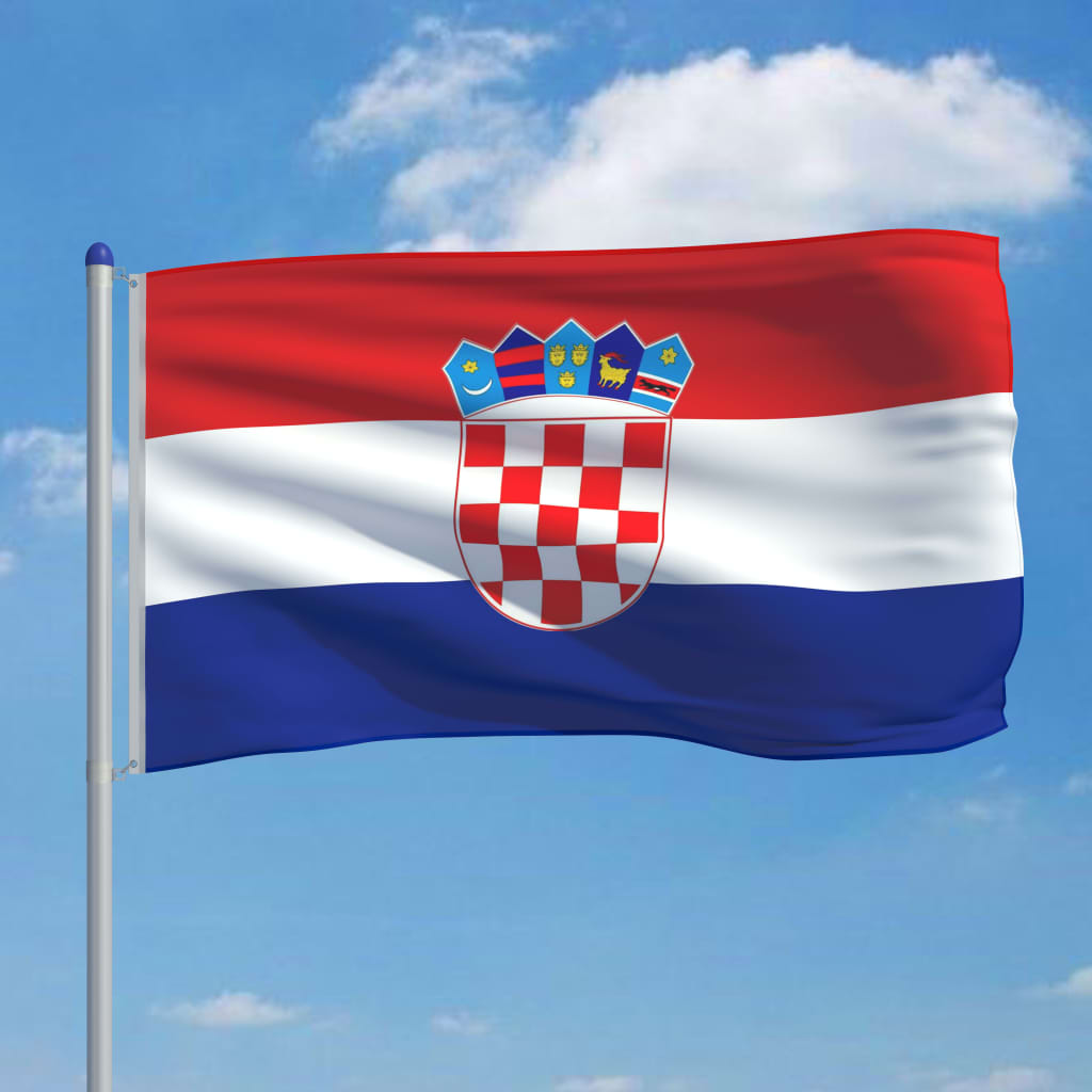 vidaXL Drapel Croația și stâlp din aluminiu, 6 m