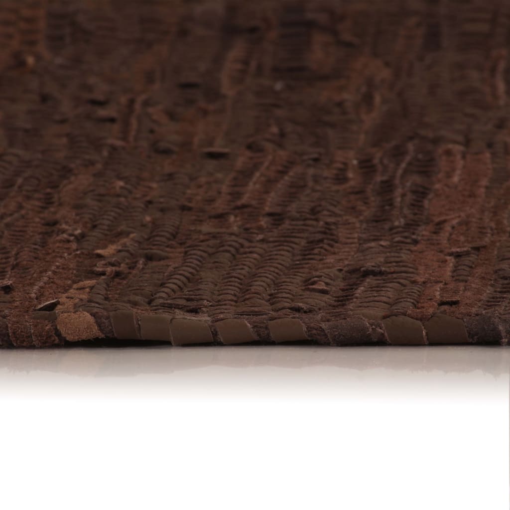vidaXL Covor țesut manual Chindi din piele 160x230 cm, Maro