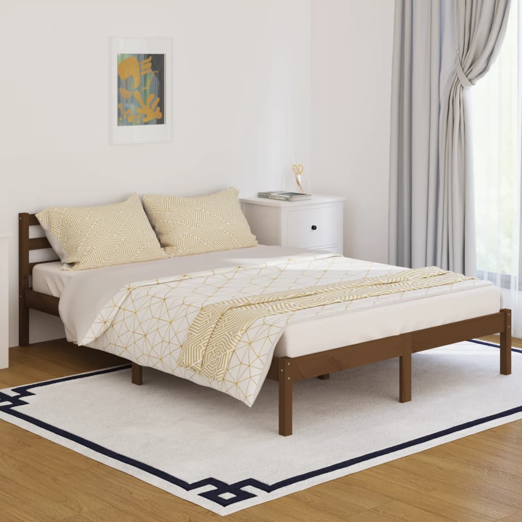 vidaXL Cadru de pat, maro miere, 140x200 cm, lemn masiv de pin