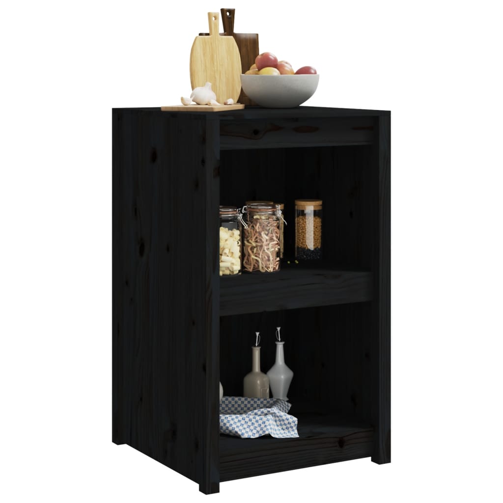 vidaXL Dulap bucătărie de exterior negru, 55x55x92 cm, lemn masiv pin