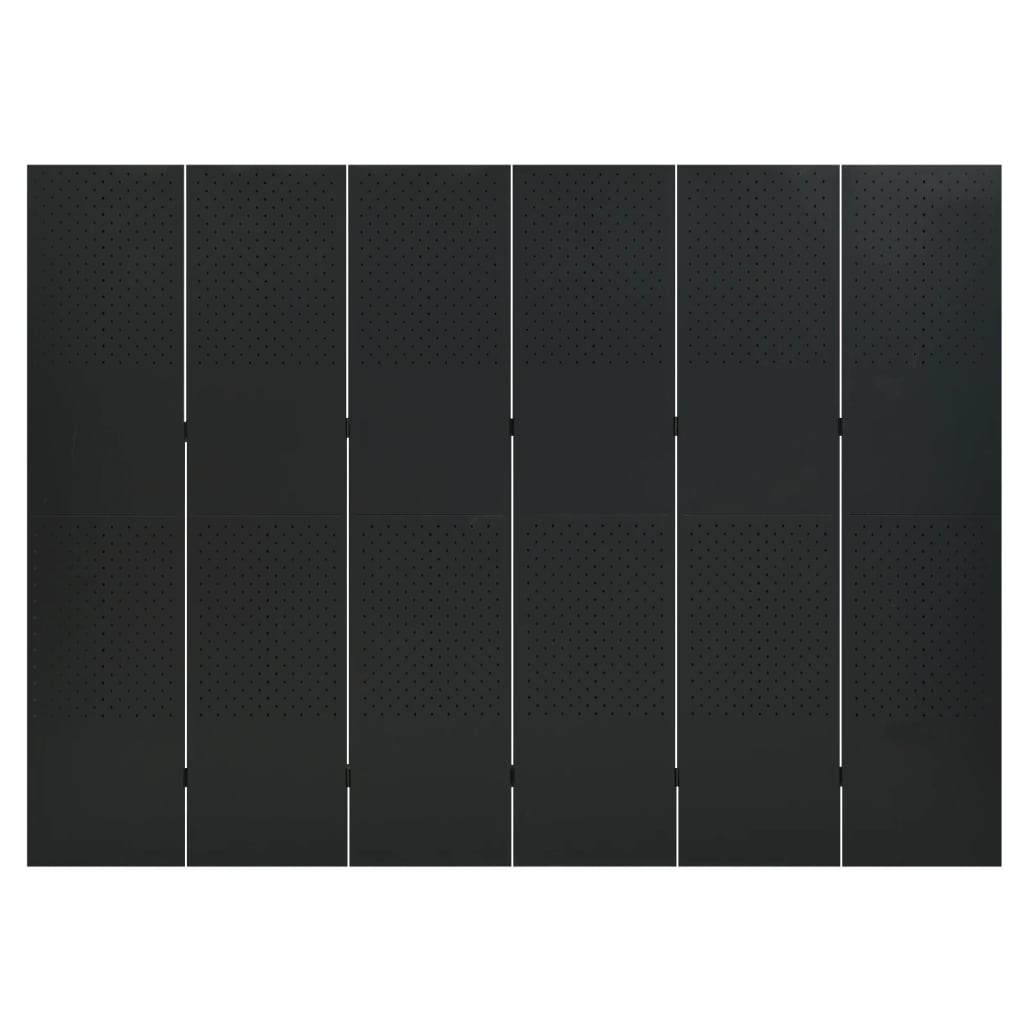 vidaXL Paravan de cameră cu 6 panouri, negru, 240x180 cm, oțel