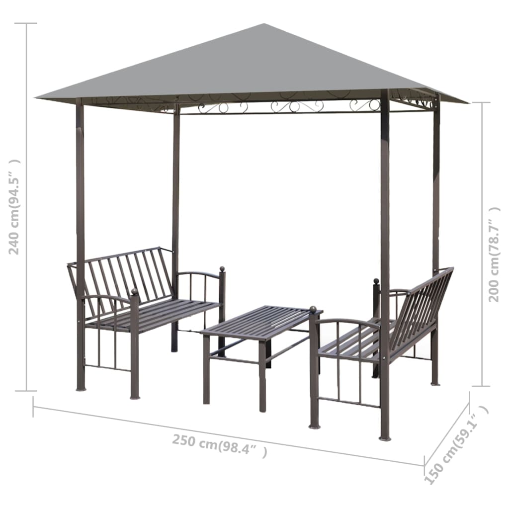 vidaXL Pavilion de grădină cu masă și bănci, antracit, 2,5x1,5x2,4 m