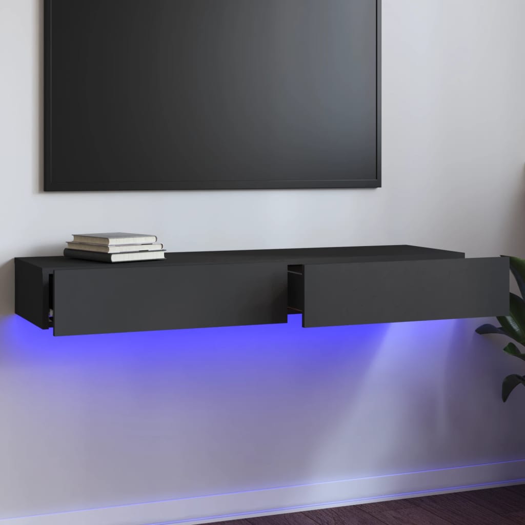 vidaXL Comodă TV cu lumini LED, gri deschis, 120x35x15,5 cm