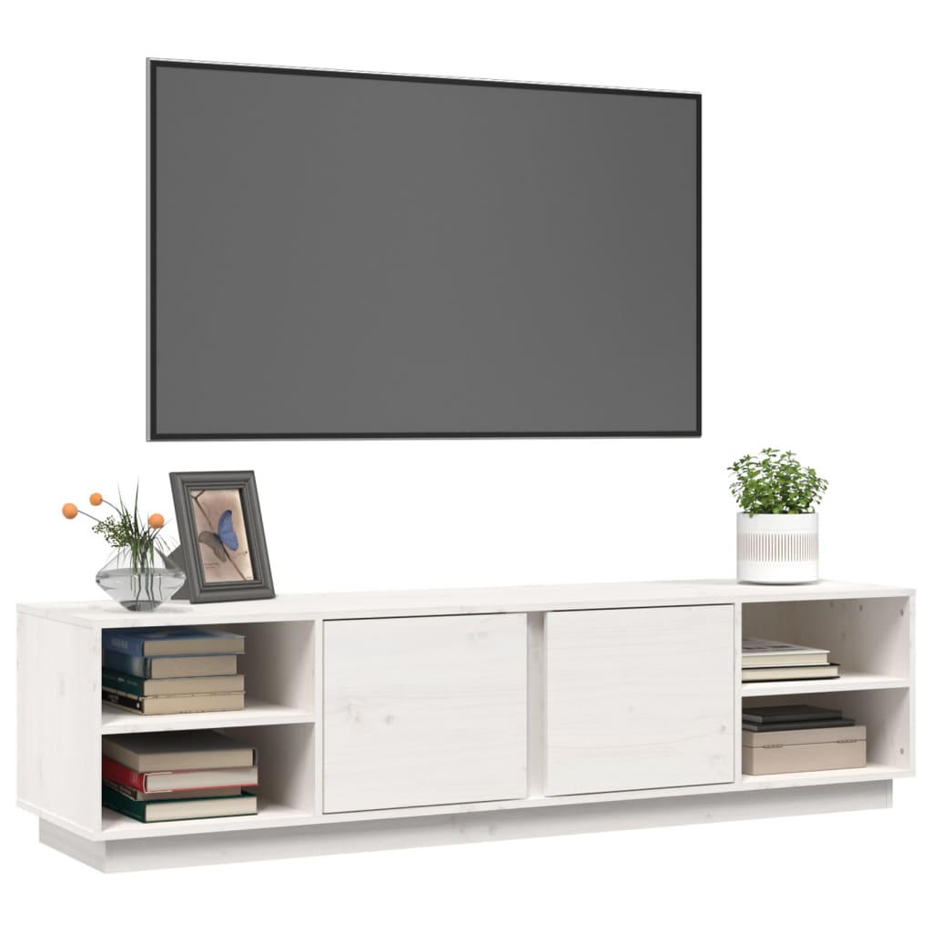 vidaXL Comodă TV, alb, 156x40x40 cm, lemn masiv de pin