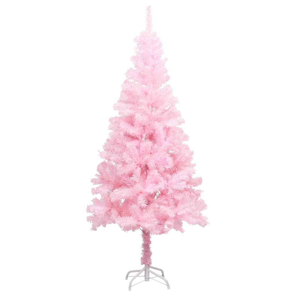 vidaXL Brad Crăciun artificial pre-iluminat cu suport, roz, 150 cm PVC