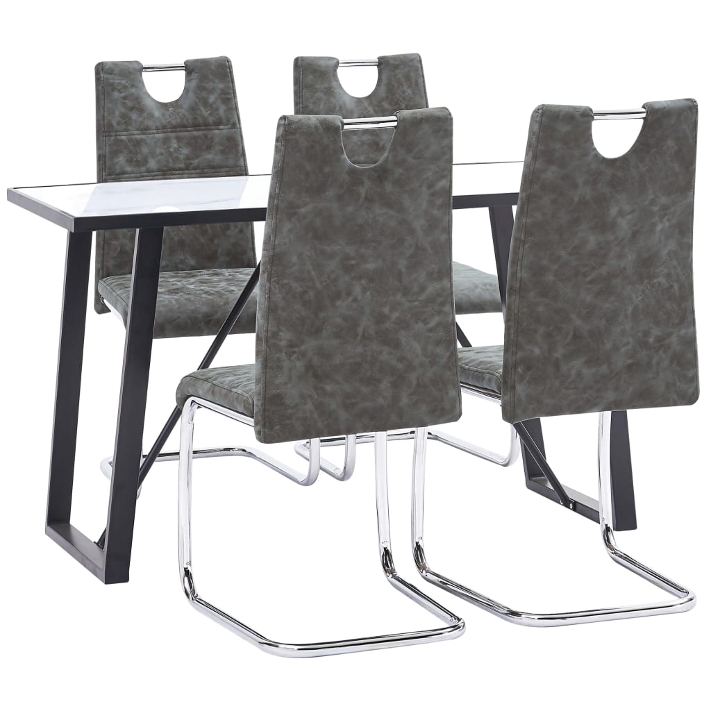 vidaXL Set de mobilier de bucătărie, 5 piese, negru, piele ecologică