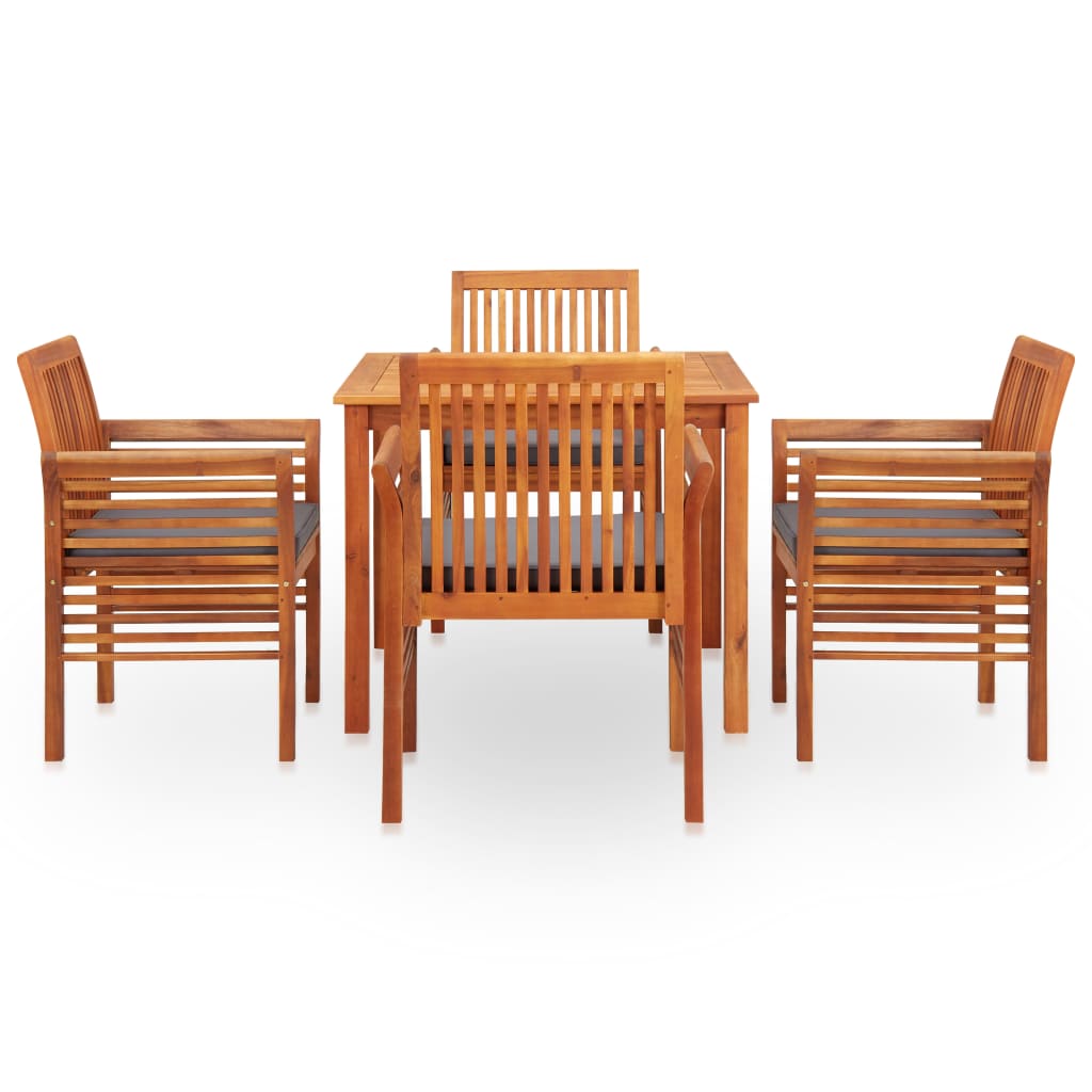 vidaXL Set mobilier de exterior cu perne 5 piese, lemn masiv de acacia
