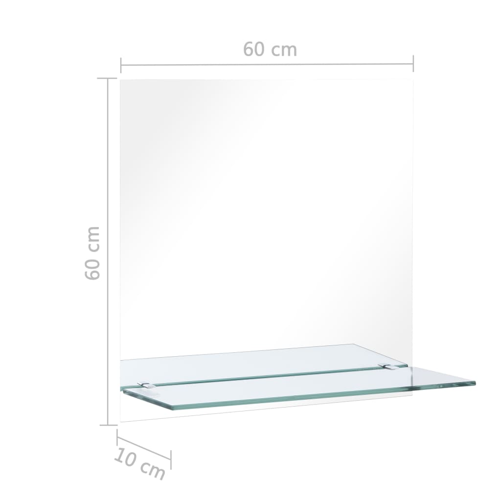 vidaXL Oglindă de perete cu raft, 60 x 60 cm, sticlă securizată