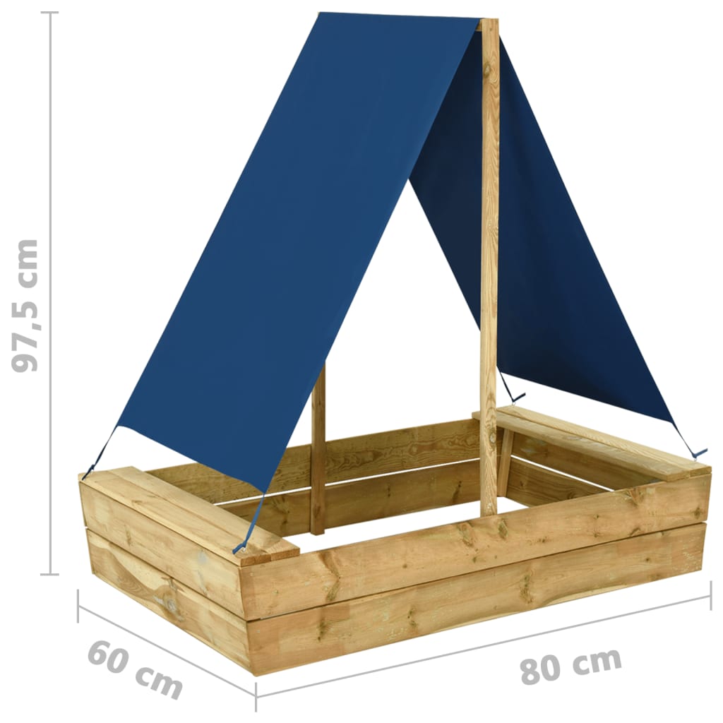 vidaXL Groapă de nisip cu acoperiș, 80x60x97,5 cm, lemn de pin tratat