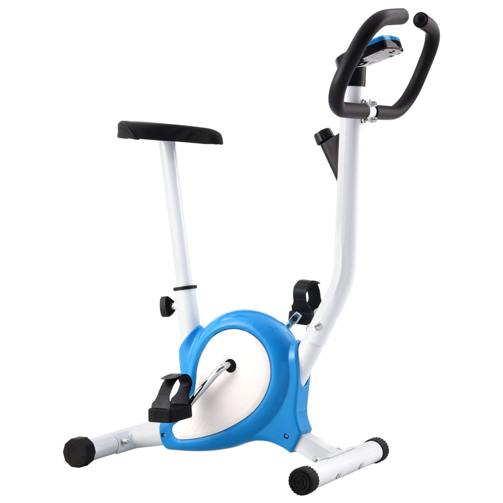 vidaXL Bicicletă fitness cu centură de rezistență, albastru
