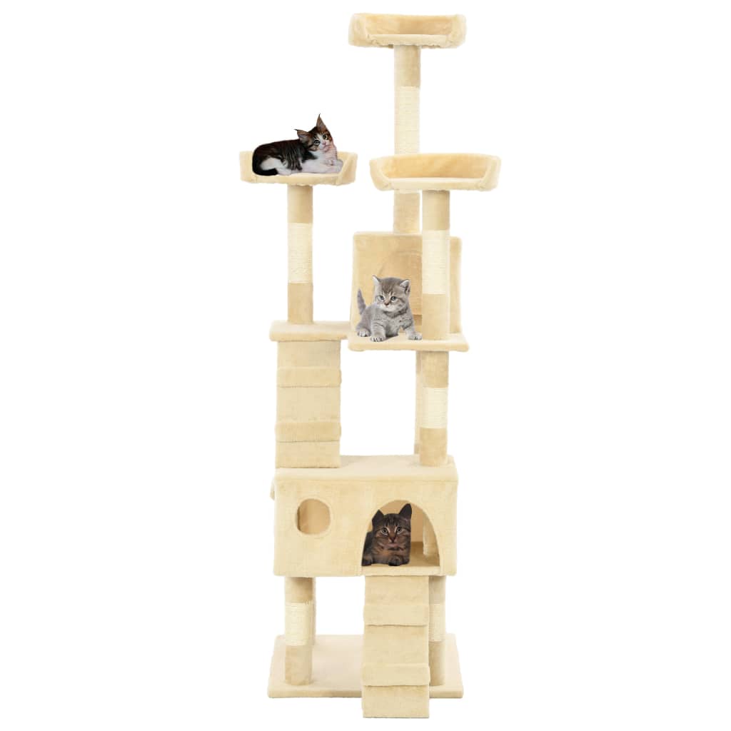 vidaXL Ansamblu pisici cu stâlpi din funie de sisal, 170 cm, bej
