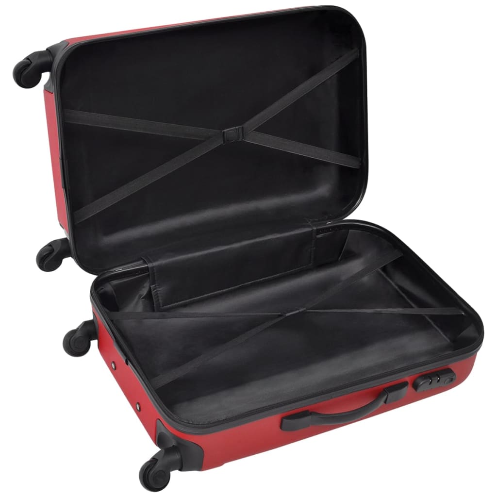 vidaXL Set valize rigide, roșu, 3 buc., 45,5/55/66 cm