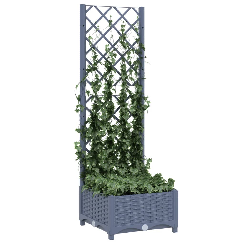 vidaXL Jardinieră de grădină cu spalier,gri închis, 40x40x121,5 cm, PP