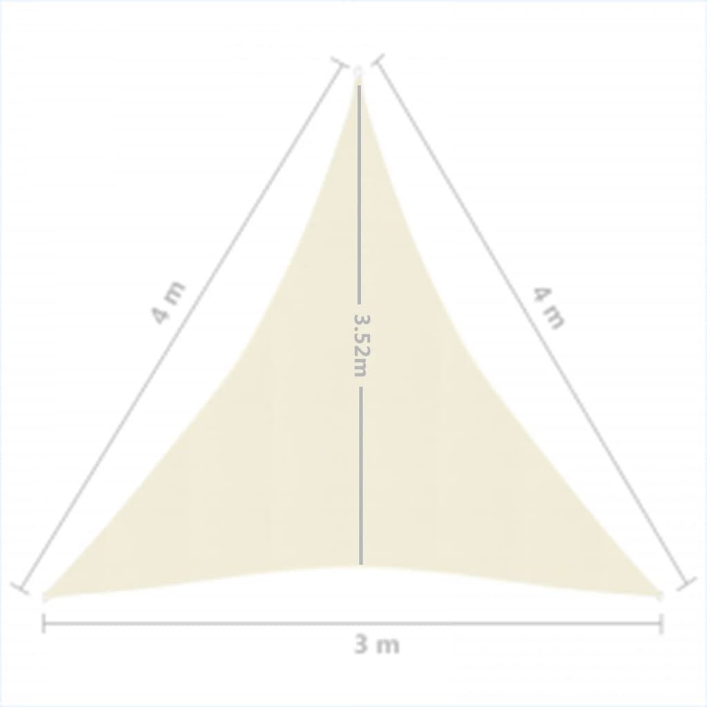 vidaXL Pânză parasolar, crem, 3x4x4 m, HDPE, 160 g/m²