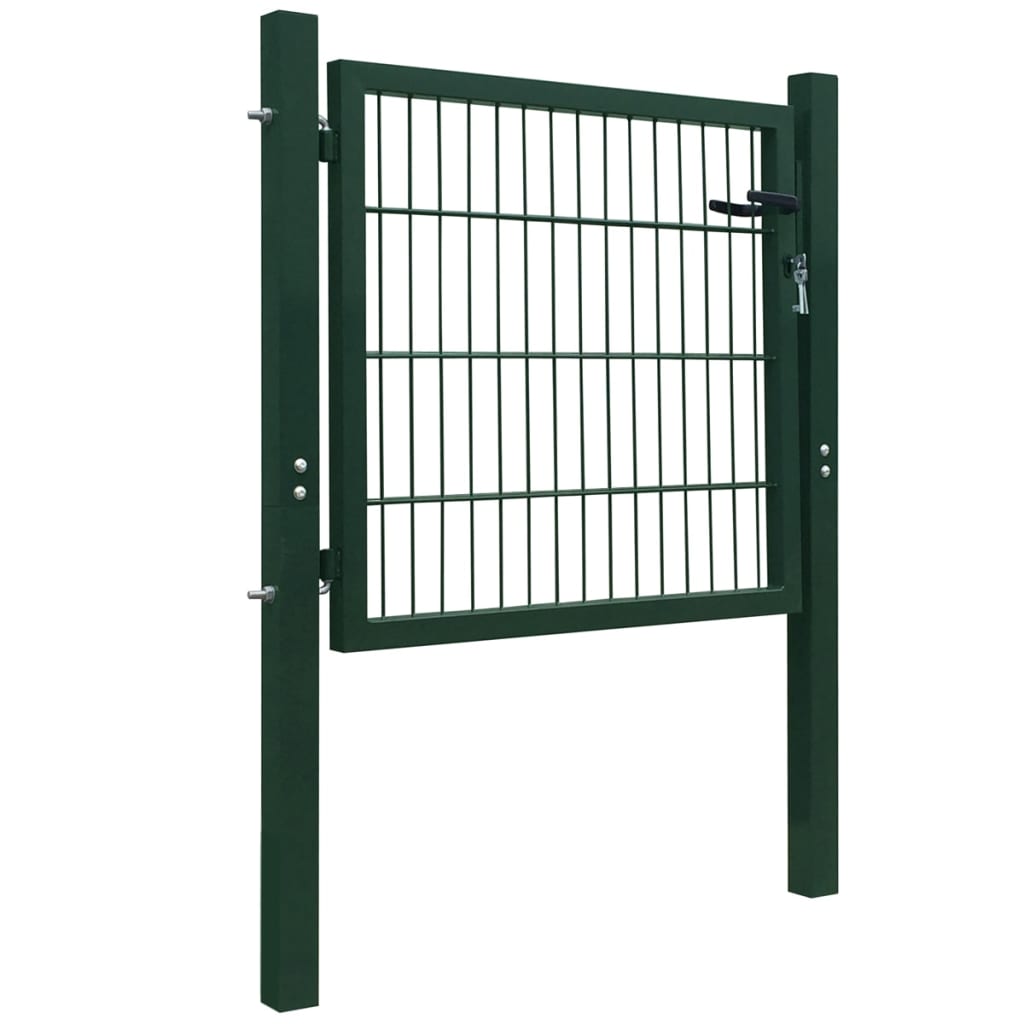 vidaXL Poartă de gard, verde, 105x150 cm, oțel