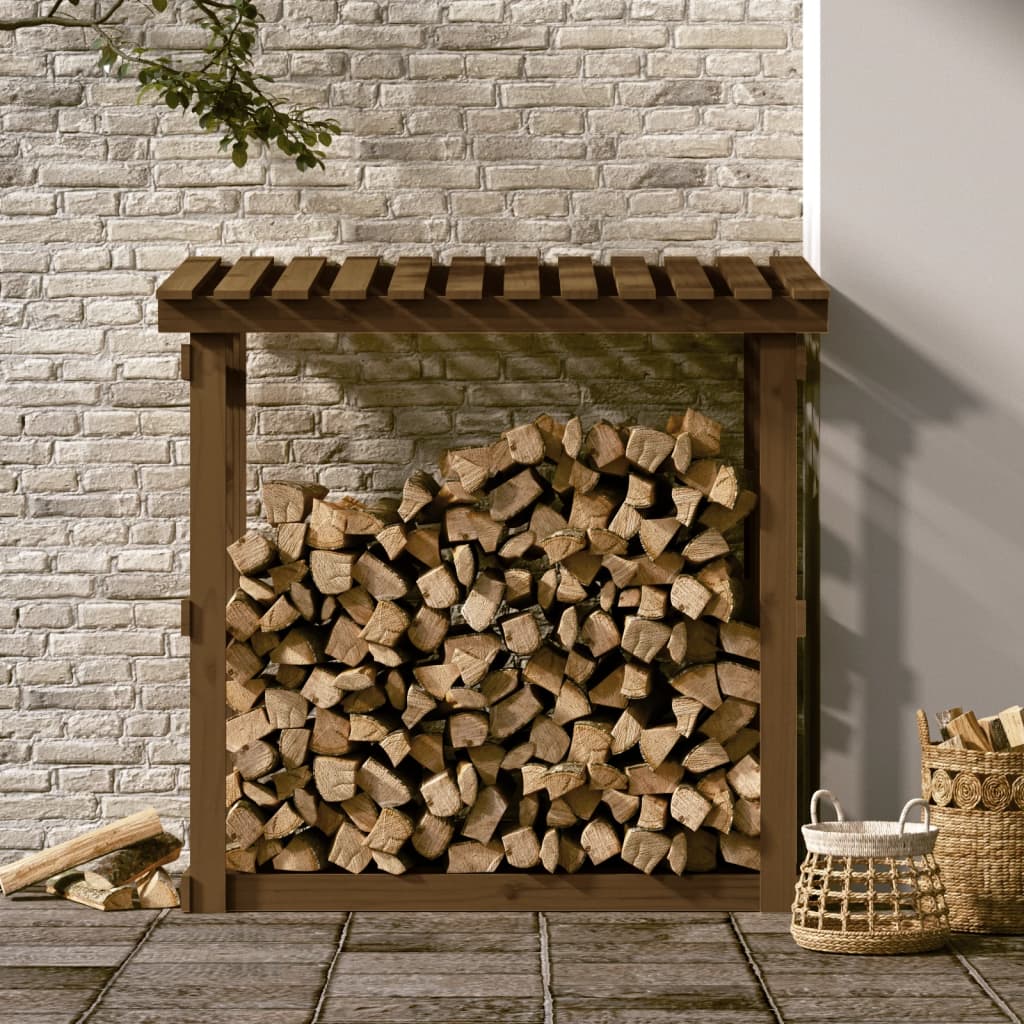 vidaXL Rastel lemne de foc, maro miere, 108x64,5x109cm, lemn masiv pin