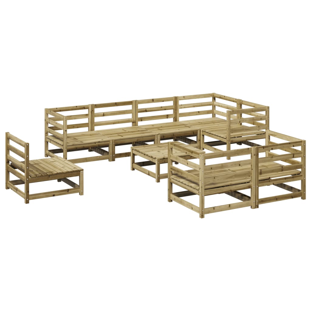 vidaXL Set canapea de grădină, 9 piese, lemn de pin tratat